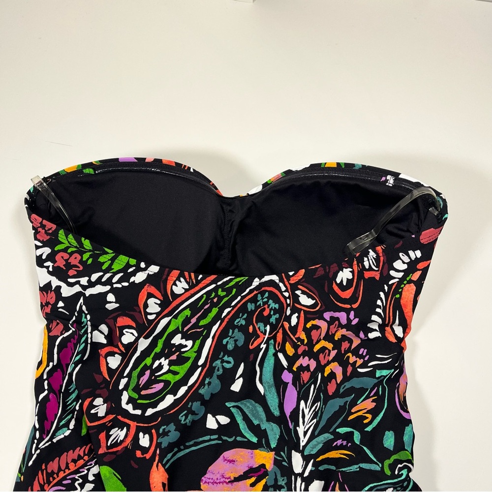 Anne Cole Twist Front Shirred One Piece Petaly Paisley print, size Medium - Picture 3 of 7